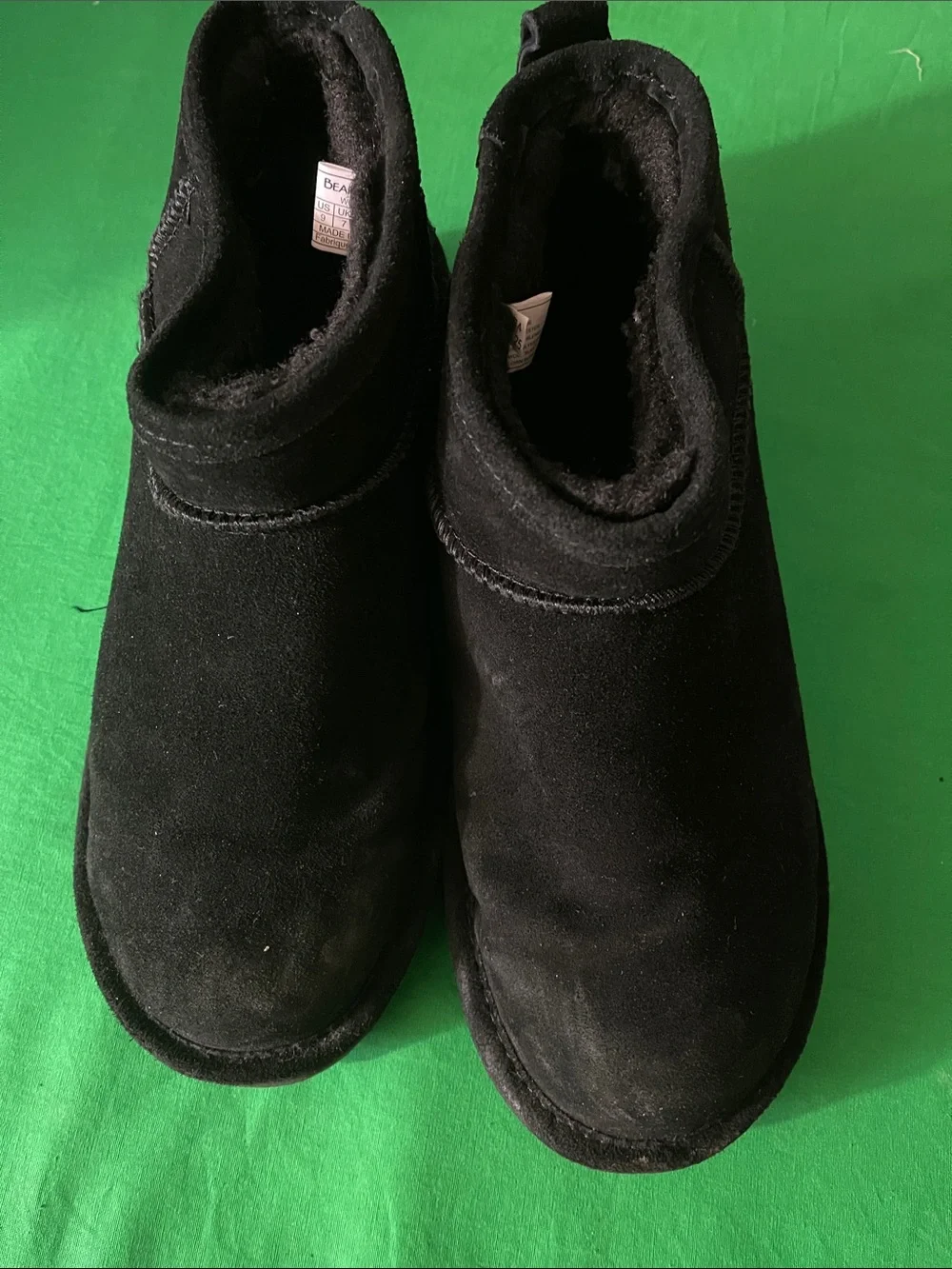 BearPaw Kids Black Suede Ankle Boots